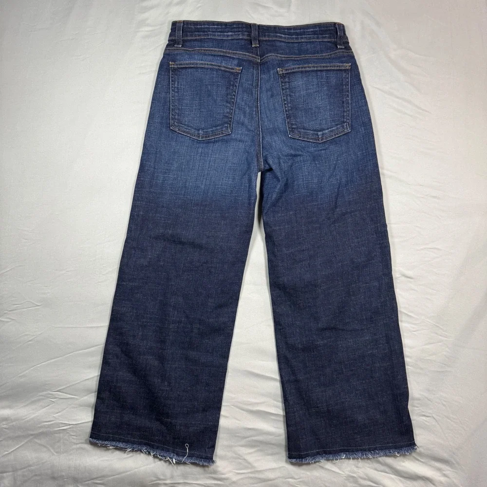 Eileen Fisher Wide Leg Crop Jeans Womens 8 Dark Indigo Organic Cotton Relaxed